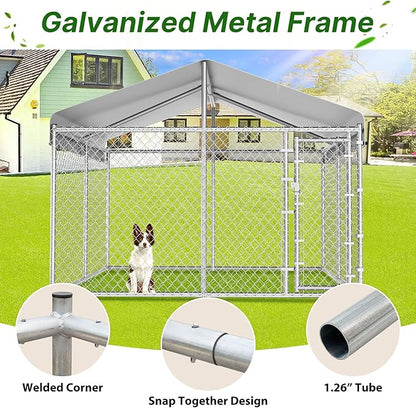 HITTITE Extra Large Outdoor Dog Kennel, Galvanized Chain Link Dog Runs - Image 9