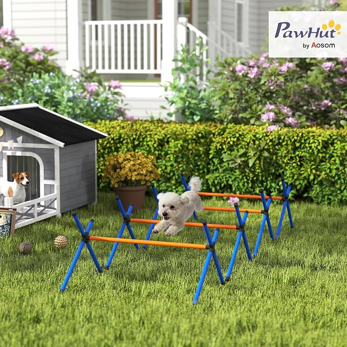 PawHut 4 Pieces Dog Agility Training Equipment, Dog Agility Course Backyard Set - Image 2