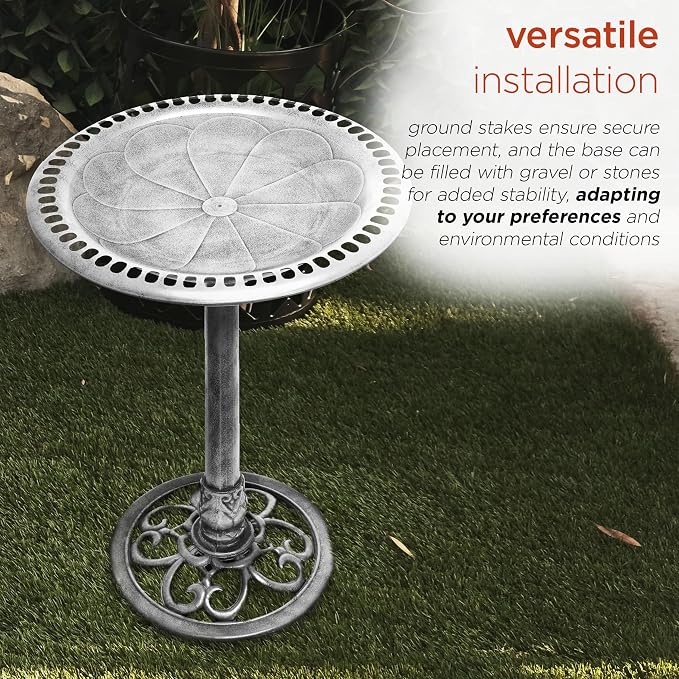 Alpine Corporation TEC116GR Outdoor Pedestal Birdbath w/Scrollwork Base and - Image 6