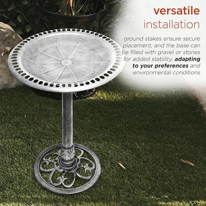 Alpine Corporation TEC116GR Outdoor Pedestal Birdbath w/Scrollwork Base and - Image 6