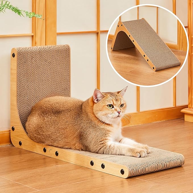 Value 2-Pack 23.6 Inch L-Shaped Cardboard Cat Scratcher, Dual Use Scratch Pad - Image 8