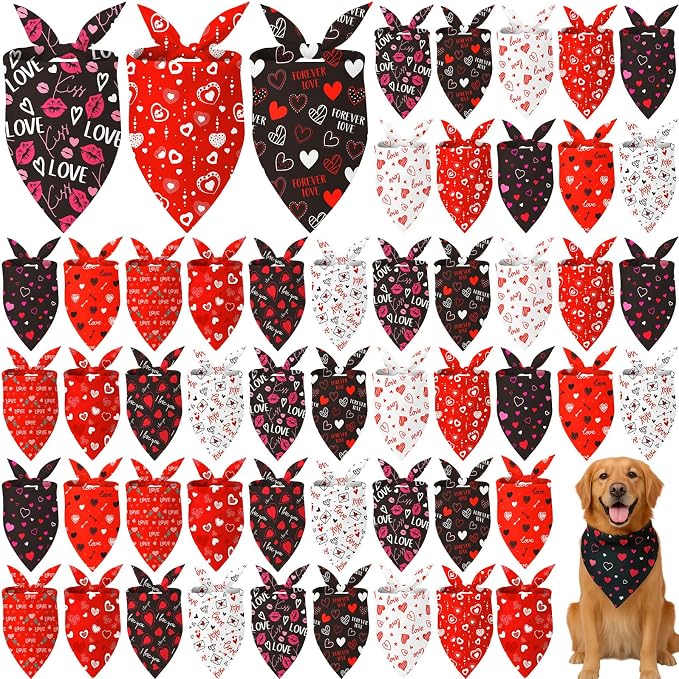 Weewooday 50 Pcs Valentine's Day Dog Bandanas Bulk by Weewooday
