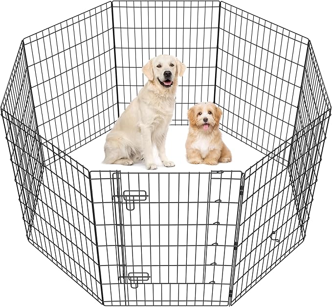 Yaheetech 34" High 8 Panel Foldable Metal Dog Exercise Pen Pet Playpen Dog by Yaheetech