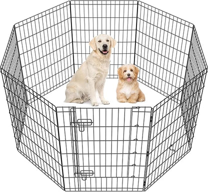 Yaheetech 34" High 8 Panel Foldable Metal Dog Exercise Pen Pet Playpen Dog by Yaheetech