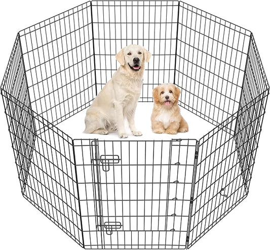 Yaheetech 34" High 8 Panel Foldable Metal Dog Exercise Pen Pet Playpen Dog by Yaheetech