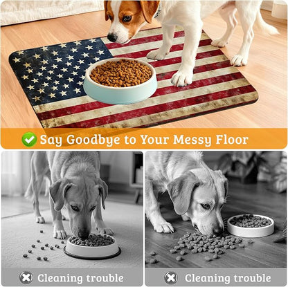 Retro Flag Dog Cat Food Mat, Absorbent Waterproof Placemat - Image 4