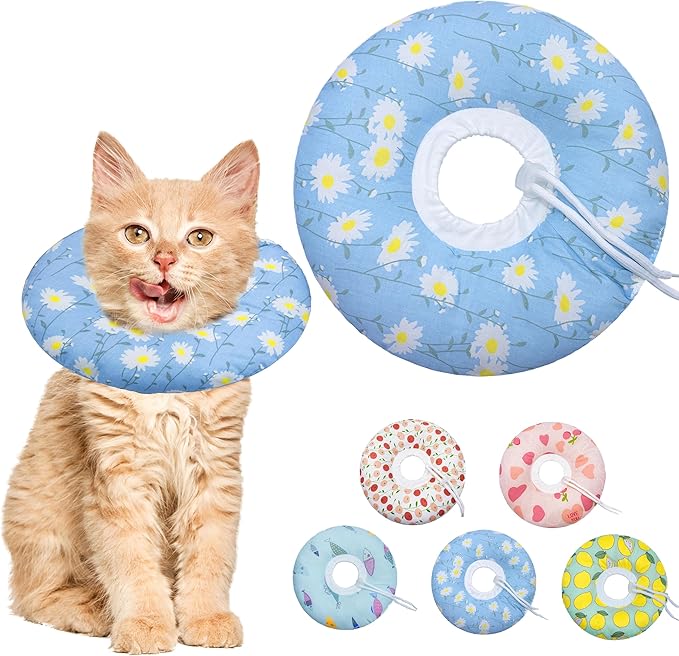 Cat Cone Collar Soft, Adjustable Cat Recovery Collar Kitten Cones to Stop by Seyezo