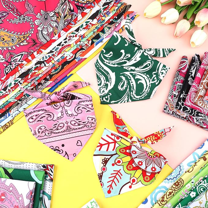 150 Pcs Paisley Dog Bandanas Bulk Pet Bibs Colorful Triangle Scarf Pet Paisley - Image 7
