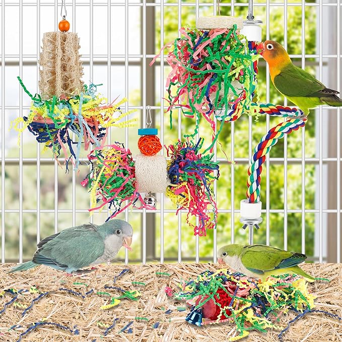 Foraging Toys Parakeet Chewing Hanging Toy Shredded Paper Bird Cage Accessories - Image 3