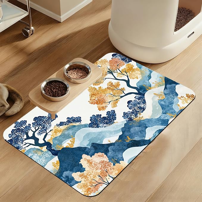 Japanese Wave Tree Dog Food Mat–Christmas Stocking Absorbent Quick Dry Feeding by LUTASER