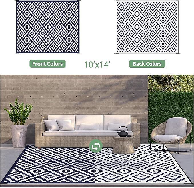 GENIMO Outdoor Rug for Patio Clearance, Reversible Plastic Straw Rugs for RV - Image 4