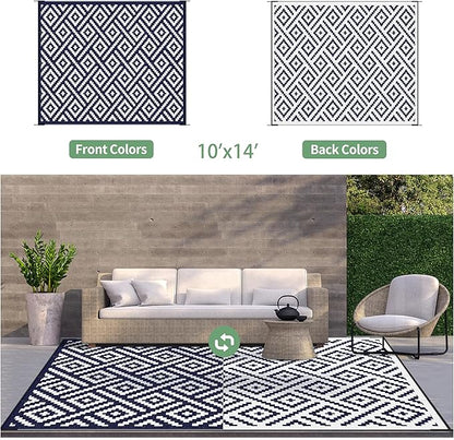 GENIMO Outdoor Rug for Patio Clearance, Reversible Plastic Straw Rugs for RV - Image 4