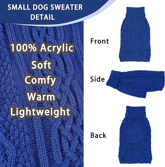 Dog Sweaters for Small Dogs Turtleneck Knit Dog Sweaters Lightweight Puppy - Image 4