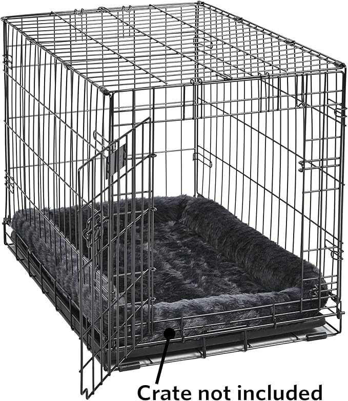 MidWest Homes for Pets QuietTime Dog Bed – Gray Faux Fur Bolster, Ultra-Soft - Image 3