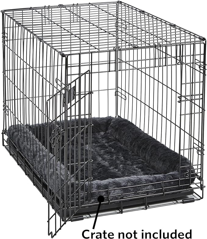 MidWest Homes for Pets QuietTime Dog Bed – Gray Faux Fur Bolster, Ultra-Soft - Image 3