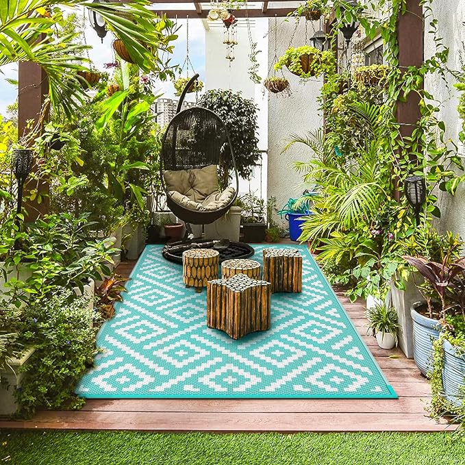 GENIMO Outdoor Rug for Patio Clearance, Reversible Plastic Straw Rugs for RV - Image 3