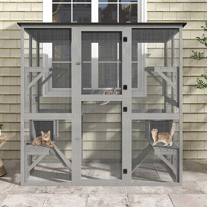 DWVO Cat House Outdoor Catio Kitty Enclosure 71" Walk in Cat Kennel Large - Image 6