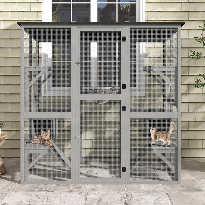 DWVO Cat House Outdoor Catio Kitty Enclosure 71" Walk in Cat Kennel Large - Image 4