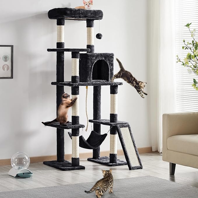 Yaheetech Cat Tree Cat Tower, 63in Multi-Level Pet Furniture - Image 2