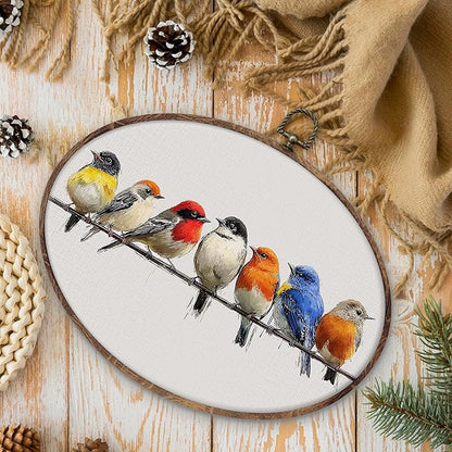 DILSJ Bird Oval Wall Art Decor, Rustic Nature Colorful Sparrow Birds Canvas - Image 6