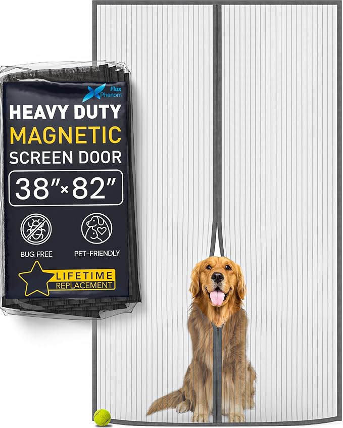 Flux Phenom Magnetic Screen Door Mesh 38x82 Inch – Easy Install, Strong Magnet by FluxPhenom