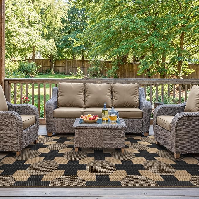 GENIMO Outdoor Rug for Patio Clearance, Lightweight Waterproof RV Camping Mat - Image 3