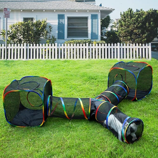 LUCKITTY Outdoor Rainbow Cat Enclosures Playground, Outside House by MAKEPETLUCKY-WelcometoCatTunnelClub
