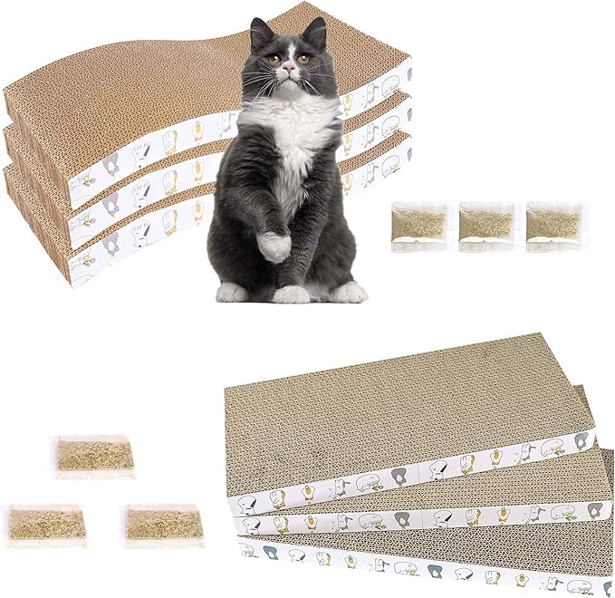 PatiencET Cardboard Cat Scratcher Pads, Catnip Included, by patiencET