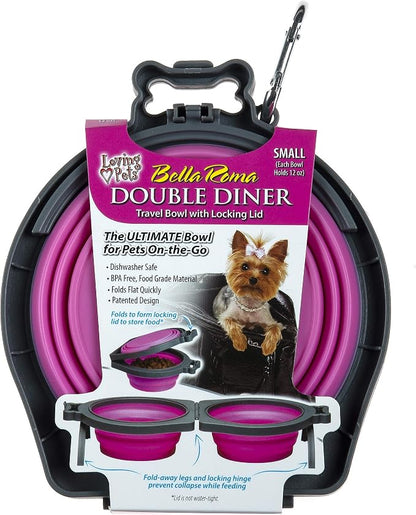 Loving Pets Bella Roma Double Diner Collapsible Dog Bowls by Loving+Pets