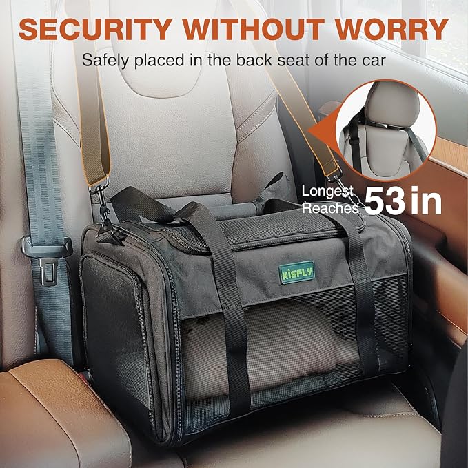 Airline Approved Cat and Small Dog Carrier 17"x11"x9.5"– Soft-Sided, Foldable - Image 4