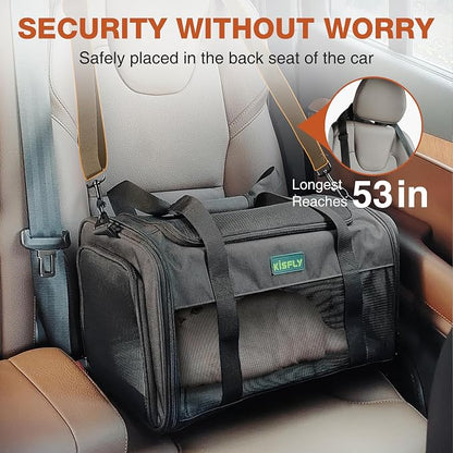 Airline Approved Cat and Small Dog Carrier 17"x11"x9.5"– Soft-Sided, Foldable - Image 4