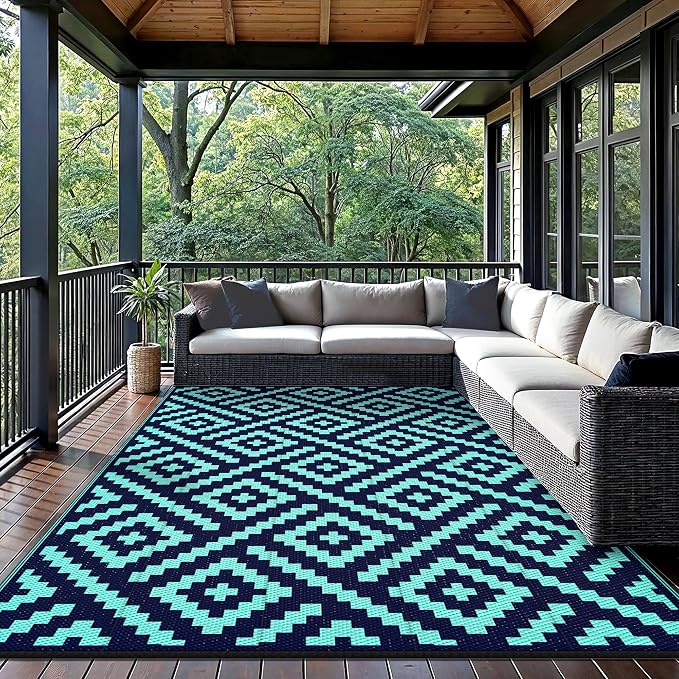 GENIMO Outdoor Rug for Patio Clearance, Reversible Plastic Straw Rugs for RV - Image 2