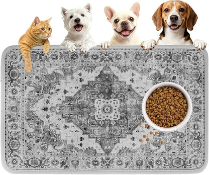 PUPTECK Dog Food Mat, Absorbent Pet Feeding Bowl Mat, Non-Slip Dog Mat by PUPTECK