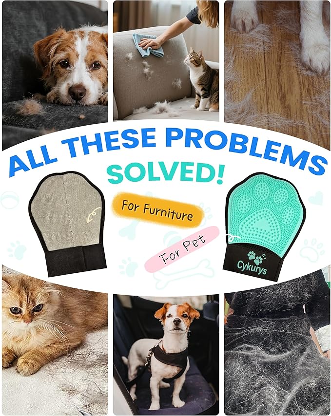 Pet Hair Removal Glove for Dogs & Cats, 2-in-1 Double-Sided Pet Grooming Glove - Image 2