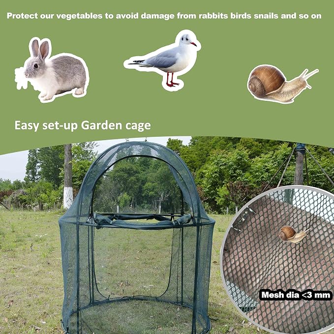Round 4'x4' Large Plant Mesh Cover 4.9FT Tall Crop Netting Cage Pest Guard Cover - Image 5