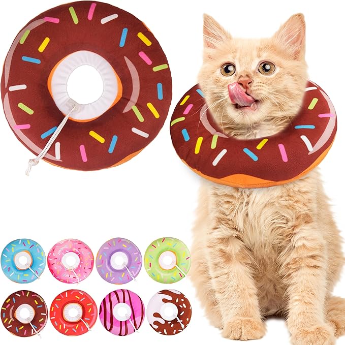 Cat Cone Collar Soft, Cute Cat Donut Collar After Surgery, Adjustable Kitten by Unknown