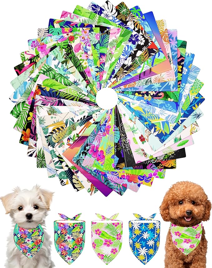 PET SHOW 50 Pack Hawaiian Dog Bandanas Bulk by PETSHOW