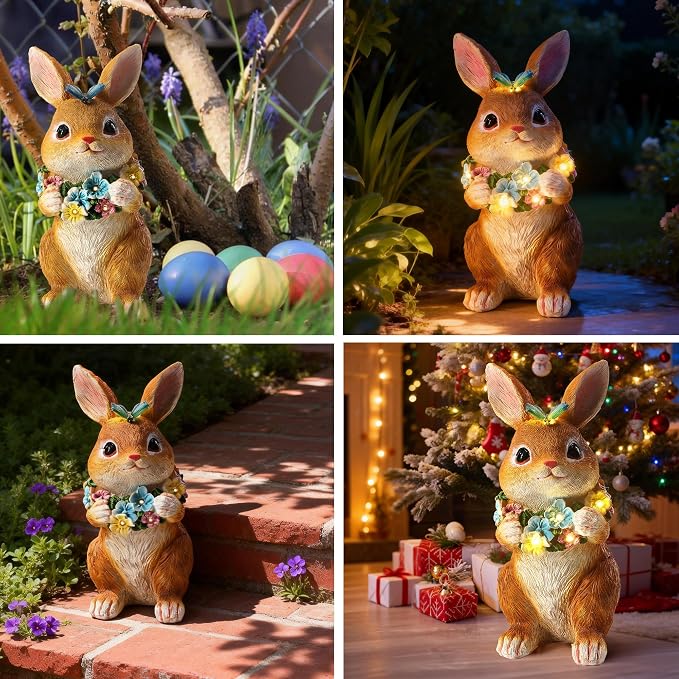 Solar Garden Statues Outdoor Easter Bunny Decorations - Image 6
