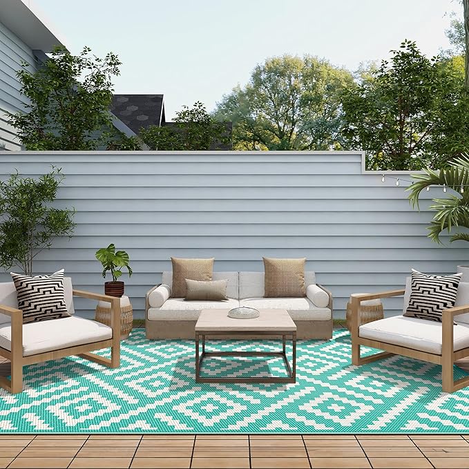 GENIMO Outdoor Rug for Patio Clearance, Reversible Plastic Straw Rugs for RV - Image 4
