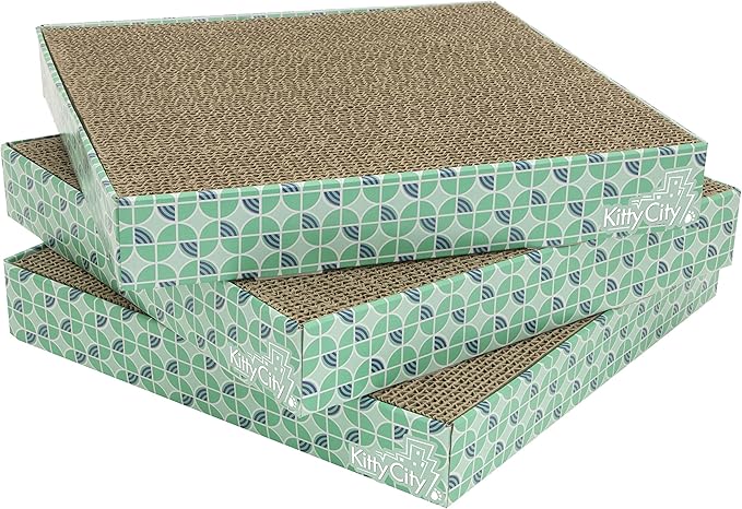 Kitty City Cat Scratcher Refill – 3-Pack Durable Corrugated Cardboard Scratch by KittyCity