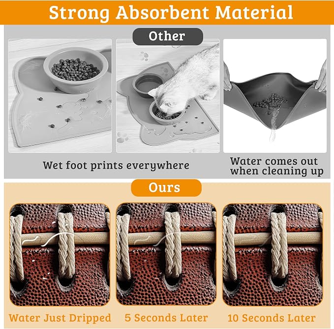 Football Texture Feeding Mat, Laces Stripes Absorbent Quick-Dry Cat Dog Food - Image 3