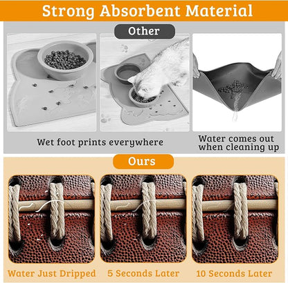 Football Texture Feeding Mat, Laces Stripes Absorbent Quick-Dry Cat Dog Food - Image 3