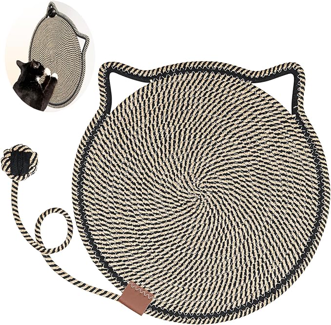 Cat Scratcher Mat, Natural Cotton Rope Cat Scratch Pad, 15.7'' Round Horizontal by LetalongPetSupplies