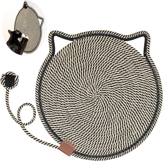 Cat Scratcher Mat, Natural Cotton Rope Cat Scratch Pad, 15.7'' Round Horizontal by LetalongPetSupplies