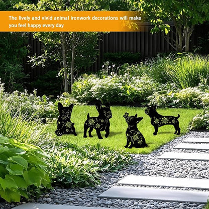 4 Pack Bulldog Metal Garden Decorative Stakes, Weather Proof Puppy Silhouette - Image 6