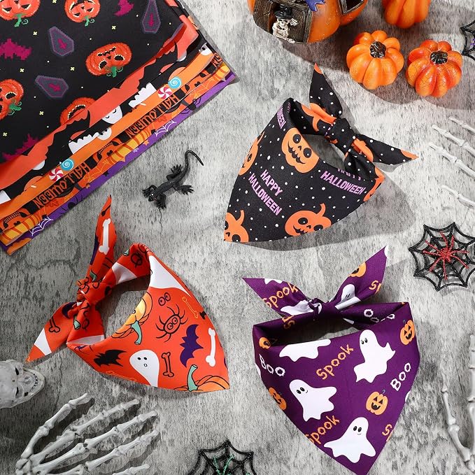 Abbylike 50 Pcs Halloween Dog Bandanas Bulk Pumpkin Bandanas - Image 5