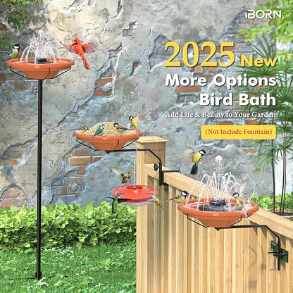 iBorn Bird Bath for Outside, Fence Mounted Bird Baths 12in, BPA-Free Bowl - Image 3