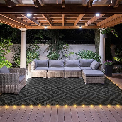 GENIMO Outdoor Rug with LED Strip Lights, Reversible Plastic Straw Rugs - Image 2