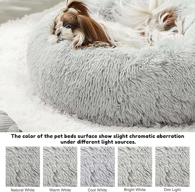 WESTERN HOME WH Calming Dog & Cat Bed, Round Soft Anti-Anxiety Donut Cuddler - Image 4