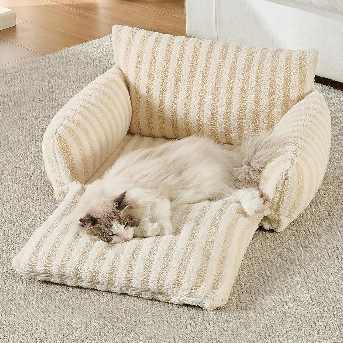 Hollypet Cat Bed Fluffy Plush Mutifuctional Double-Layer Soft Pet Couch - Image 6